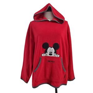 Mickey Unlimited Disney Vintage 90s Embroidered Pocket Fleece Hoodie Mens Size L